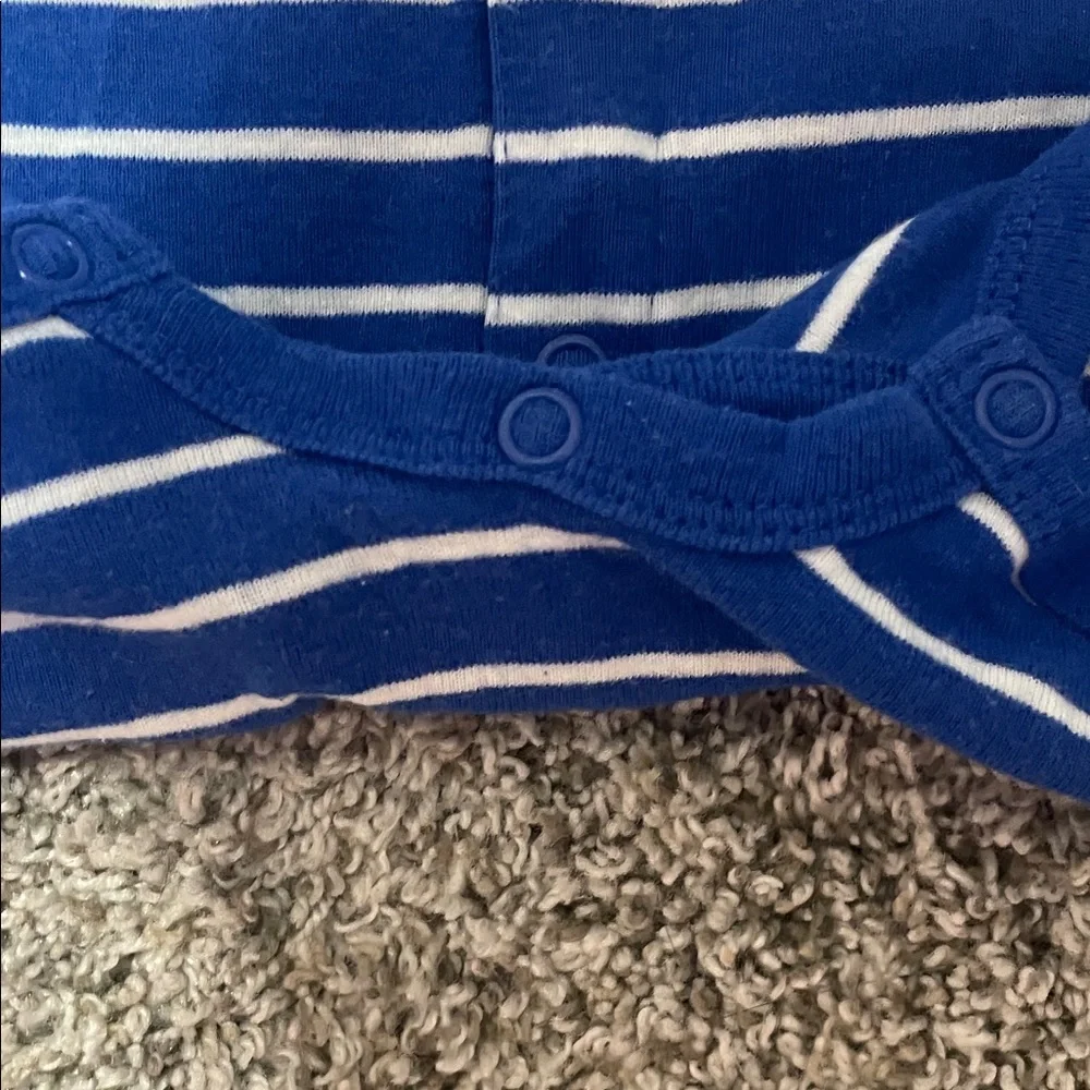 Carters Blue Striped Truck Baby Romper Size 18 Month
